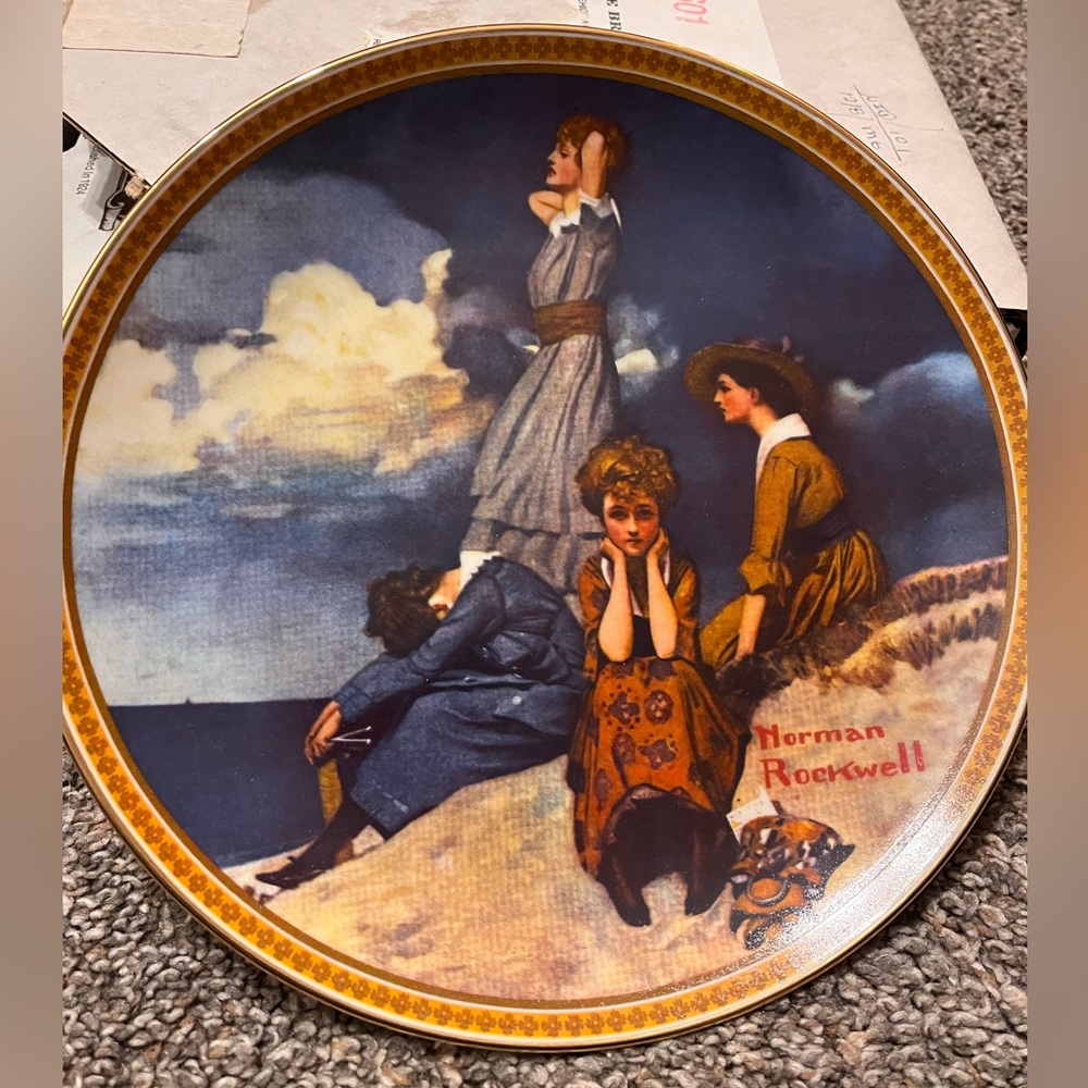 Authentic Norman Rockwell”Waiting on the Shore" 8.5”collect plate LimitedEdition